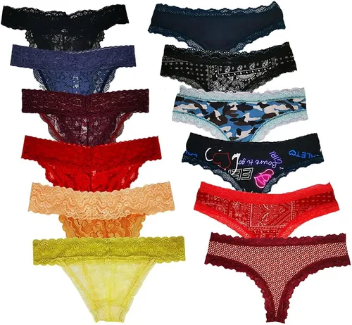 Vista 4 de Morvia Paquete de bragas para mujer sexy variedad de ropa interior a granel tangas tangas de encaje surtidos