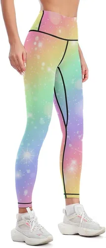Vista 4 de Glitters Rainbow Sky Fashion Yoga Pants High Waisted Sports Leggings for Women