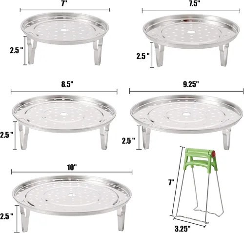 Vista 2 de Yesland Estante de vapor de acero inoxidable 304 de 5 tamaños, estante para olla a presión y estante de refrigeración con patas desmontables