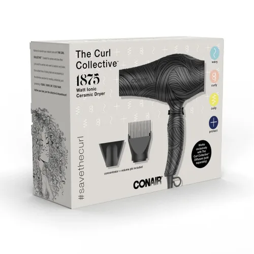 Vista 7 de Conair The Curl Collective - Secador de pelo de cerámica iónico de 1875 W, negro, 18 pulgadas