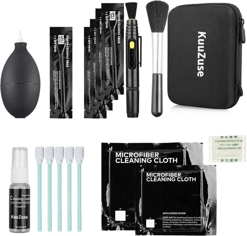 Vista 7 de Kit profesional de limpieza de cámaras DSLR con hisopos de limpieza APS-C, paños de microfibra, bolígrafo de limpieza de cámara, para lente de Rosa