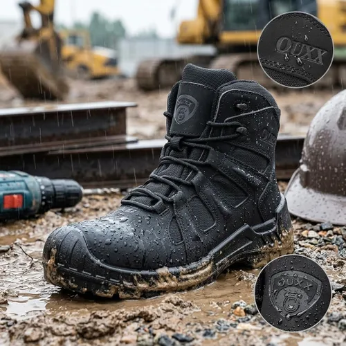 Vista 3 de Botas de trabajo con punta compuesta para hombres, zapatos de seguridad ASTM F2413, sin metal, bota antideslizante (OX4603)