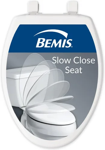 Vista 7 de BEMIS 500EC 390 - Asiento de inodoro con bisagras Fácil Limpia & Cambia, madera esmaltada duradera y anodizada, diseño redondo, color blanco algodón