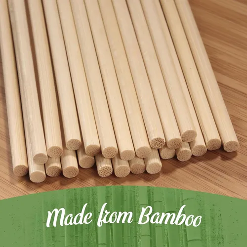 Vista 4 de BambooMN - 5mm Semi-Point Multipurpose Tornado Potato Bamboo Skewers - 15" (38cm) - 100 Pieces