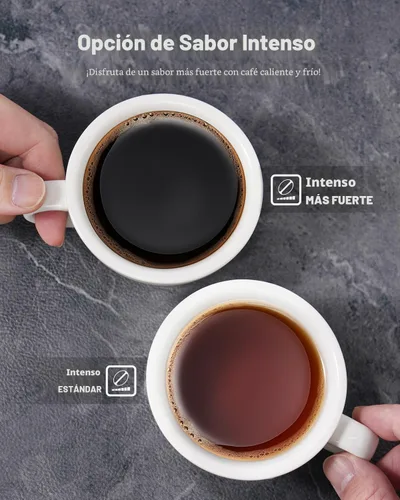 Vista 6 de Cafetera caliente y helada con ajuste llamativo, cafetera de una sola porción para taza K y molidos, tanque de agua extraíble de 52 onzas, tamaños