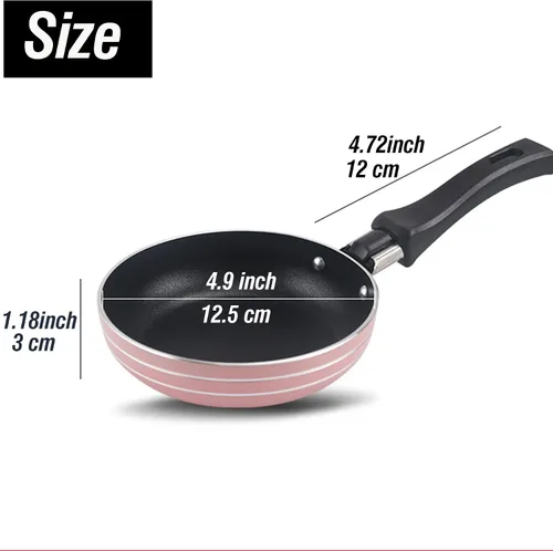 Vista 2 de Zoofen Sartén redonda de 4.7 pulgadas, sartén para huevos, antiadherente, sartén para desayunar con mango largo (rosa)