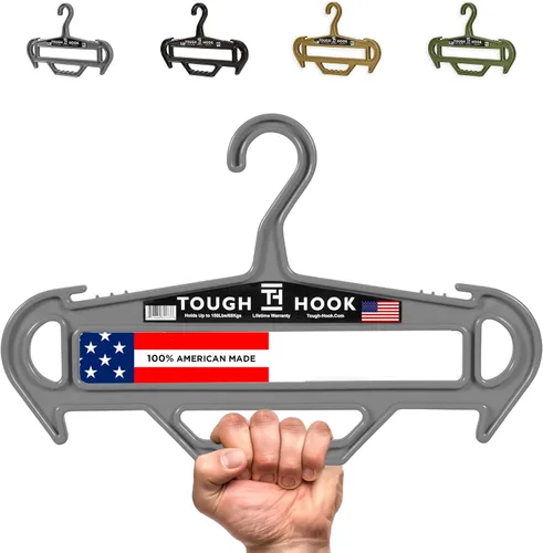 Vista 9 de Tough Hanger XL Hecho en Estados Unidos Percha irrompible resistente Grado militar premium Percha estándar extragrande Capacidad de 180