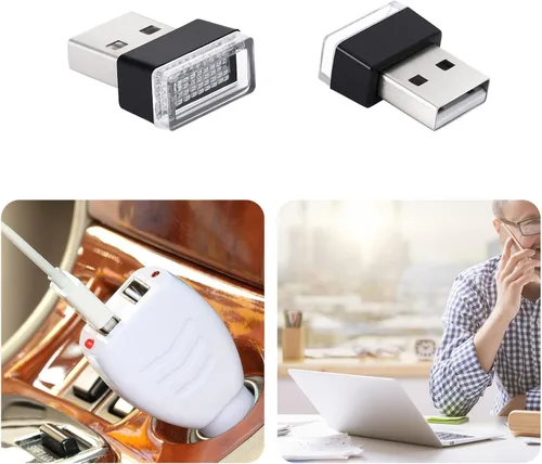 Vista 6 de 7 piezas de mini luces LED USB para interior del automóvil, luces LED USB para atmósfera, enchufable, 5 V, luz USB universal, kit de iluminación