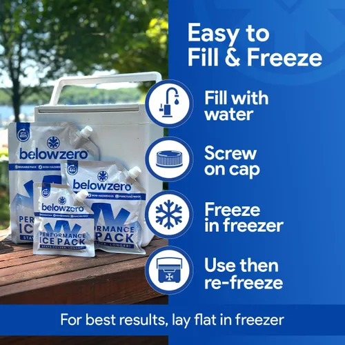 Vista 6 de Below Zero Reusable Ice Packs for Coolers – Long Lasting Cooler Ice Pack Blocks, Leak-Proof Freezer Packs for Camping, Lunch Boxes & Travel