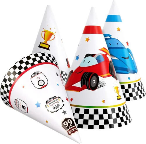 Vista 14 de WERNNSAI 12 Pcs Birthday Party Hats Assorted Themes Cone Paper Headbands Multiple Styles, Easy to Assemble with Elastic Strings, Kids Birthday