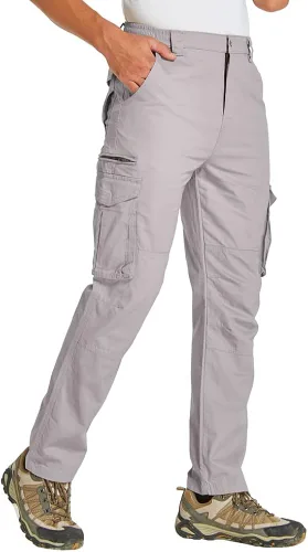 Vista 2 de Pantalones cargo clásicos de algodón casual para hombre con 7 bolsillos