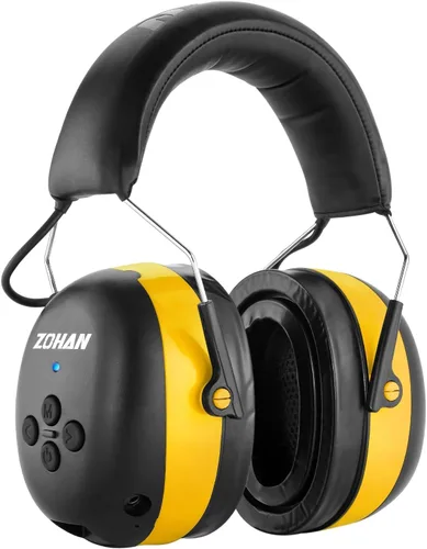 Vista 9 de ZOHAN 037 Auriculares de protección auditiva Bluetooth con batería recargable de 1500 mAh, NRR 25dB reducción de ruido orejeras con 40 horas de Verde