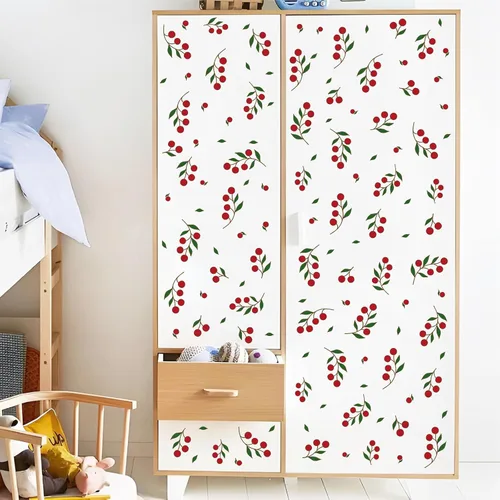 Vista 9 de Calcomanías de pared de bayas rojas, calcomanías de pared de frutas pequeñas, calcomanías de pared lindas calcomanías de frutas de verano