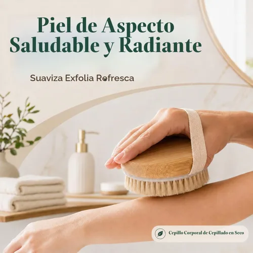 Vista 7 de Cepillo corporal seco para mujeres y hombres, cepillo seco para drenaje linfático, cepillo corporal exfoliante con cerdas naturales de jabalí, nodos
