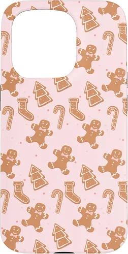 Vista 14 de iPhone 16 Pink Gingerbread Cookie Christmas with Polka Dots Case
