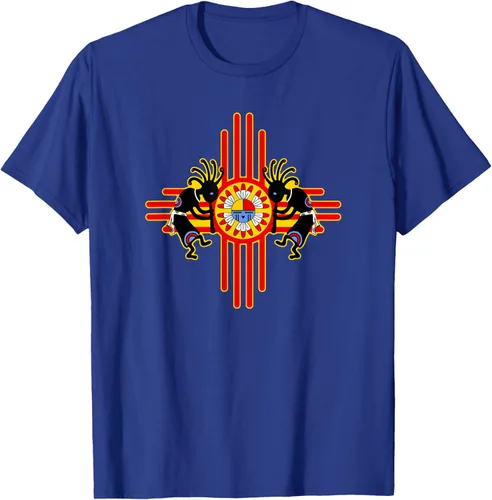 Vista 18 de Native American Kokopelli Kachina Zia Symbol 2 - Camiseta divertida para fanáticos, Negro