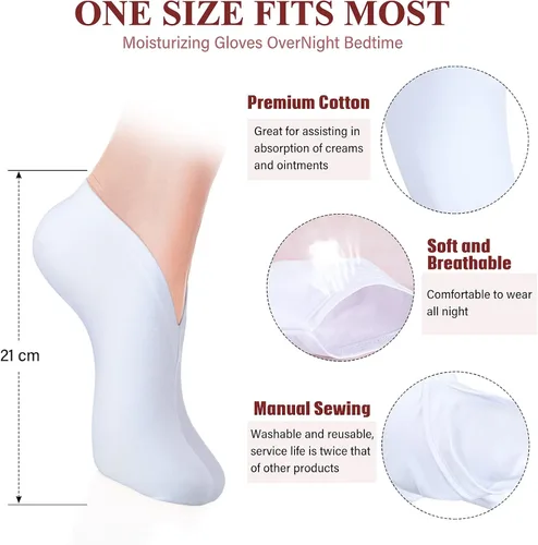 Vista 3 de Geyoga Juego de calcetines y guantes hidratantes, 6 pares de calcetines de spa y 6 pares de guantes blancos para manos y pies secos y agrietados