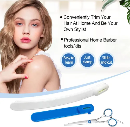 Vista 5 de Tijeras de corte de cabello, kit de corte de cabello para mujeres, herramientas de corte de cabello para el hogar, cortador de flequillo, capas