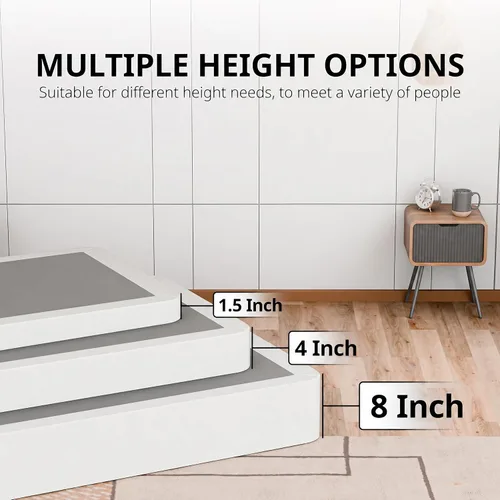 Vista 5 de Nutan, Somier de madera resistente de 2 pulgadas para soporte de colchón, duradero y totalmente montado, base de madera natural para cama Base de 2
