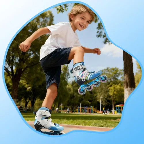 Vista 7 de Patines en línea para niñas y niños, patines de fibra de carbono de rendimiento para niños de 4 a 12 años con ruedas de poliuretano, divertidos