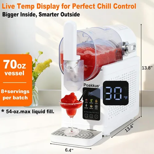 Vista 6 de [Usado] Máquina para granizar, no necesita hielo para el hogar, máquina de bebidas congeladas con 6 programas preestablecidos y pantalla LED