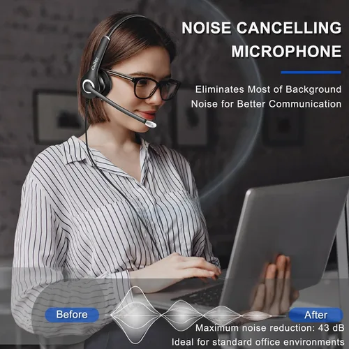 Vista 3 de Auriculares con cable Callez para computadora, auriculares de 3,5 mm/USB-C con micrófono con cancelación de ruido, auriculares para teléfono celular