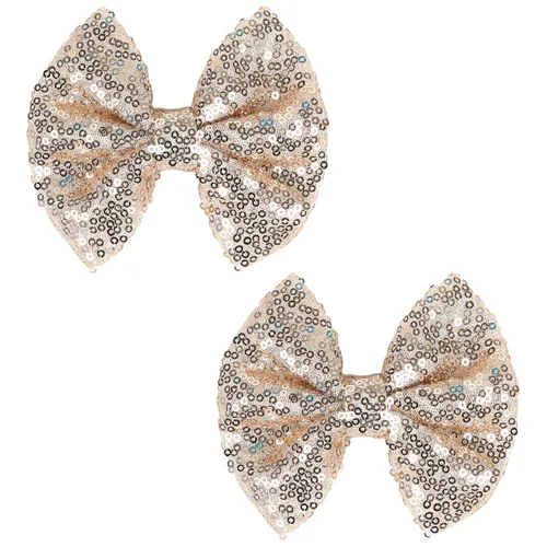 Vista 9 de Love Fairy - Horquilla con lazo con brillantina, una pinza para el cabello con lazo de lentejuelas brillantes, 5 pulgadas, perfecta para niñas, Negro