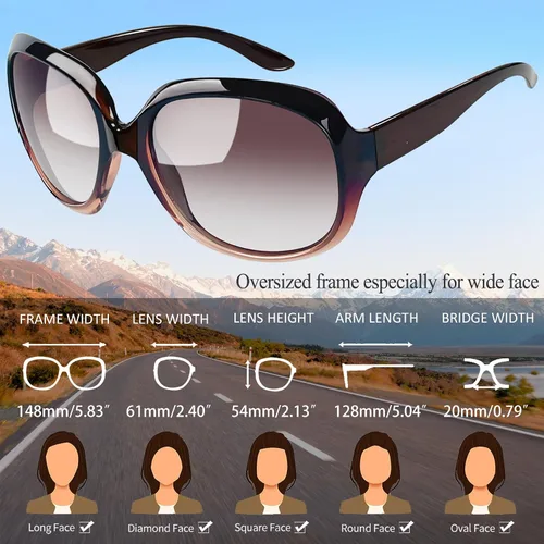 Vista 218 de Joopin Lentes de sol de gran tamaño para mujer, polarizados, grandes, para conducción, protección UV, grandes sombras