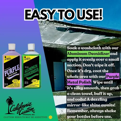 Vista 4 de CALIFORNIA CUSTOM – Kit de esmalte de metal morado y desoxidante de aluminio, sin silicona, caja fuerte para carrocería, ideal para aluminio, latón
