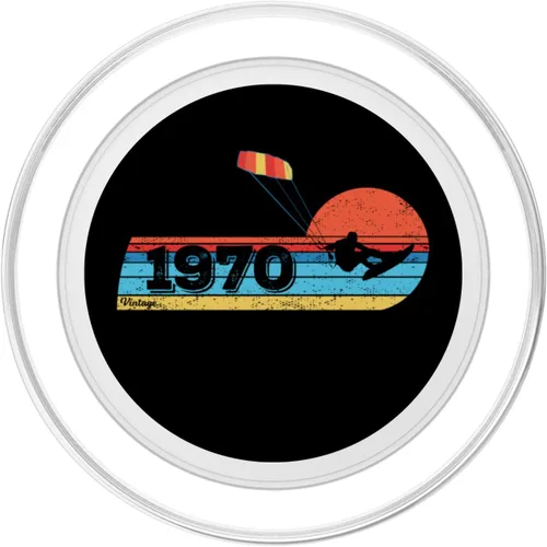 Vista 2 de Kitesurfer Kitesurfing Birthday Vintage 1970 born Kitesurf PopSockets MagSafe PopGrip for iPhone