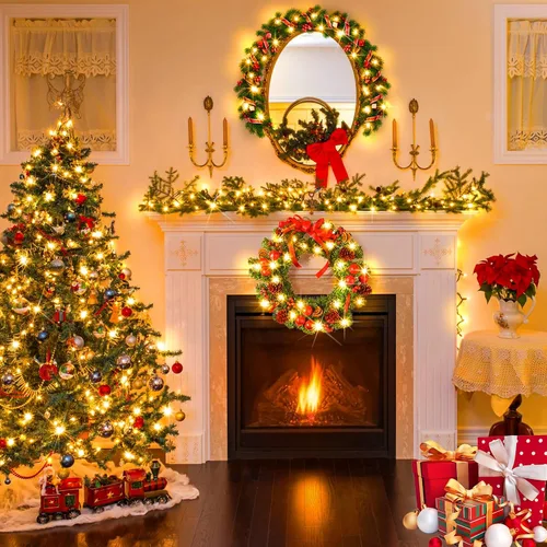 Vista 6 de KNONEW Guirnalda de luces de Navidad para interiores, 60 pies, 180 luces LED impermeables para exteriores, 8 modos de iluminación, función