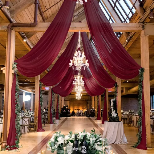 Vista 17 de MODFUNS Cortinas de boda para decoración de techo, cortinas de arco de boda azul bebé, 5 x 20 pies, 2 paneles de gasa transparente, cortina de tul