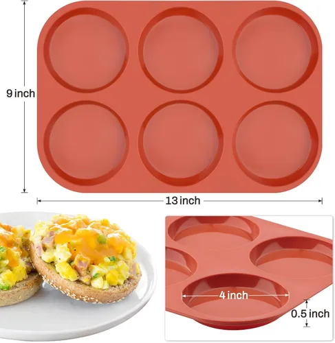 Vista 2 de Ocmoiy Molde de silicona para huevos de 4 pulgadas para sándwiches de desayuno, paquete de 3 moldes antiadherentes de silicona jumbo para panecillos