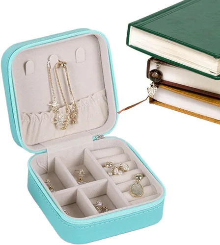 Vista 8 de Xuyuan Travel Jewelry Box - Small Jewelry Storage Box - PU Leather Jewelry Box Velvet Compartment Storage Portable Case For Girls