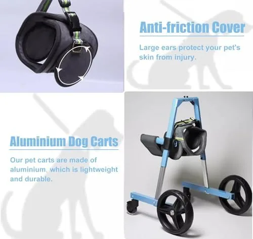 Vista 4 de Front Leg Dog Wheelchair - 4-Wheel Mobility Cart for Injured/Paralyzed Dogs - Assistive Rehabilitation Device for Large Pets - Enhance Movement &