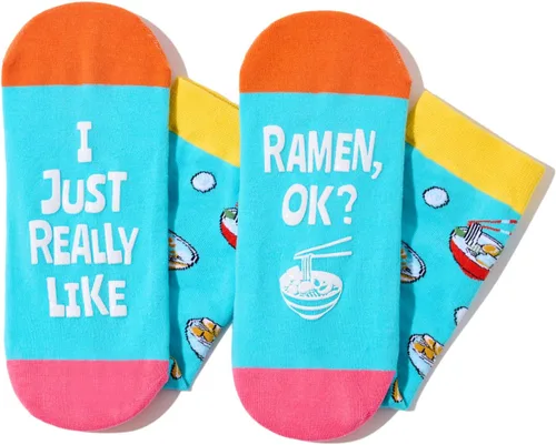 Vista 3 de HAPPYPOP Calcetines unisex divertidos para ramen, calcetines de fideos de ramen, regalos de ramen para hombres y mujeres, calcetines japoneses