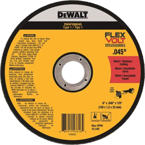 Vista 3 de DEWALT DWAFV845045 FLEXVOLT T1 Rueda de corte, 4-1/2" x .045" x 7/8