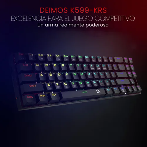 Vista 2 de Redragon Teclado mecánico para juegos K599 con cable e inalámbrico 60% compacto Tenkeyless RGB retroiluminado para jugadores de PC con Windows