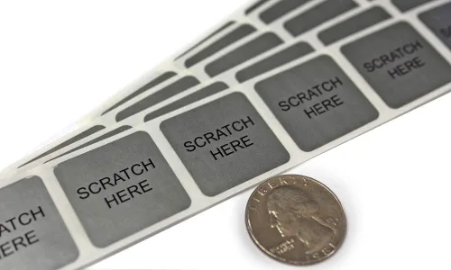Vista 7 de My Scratch Offs Cuadrado plateado de 1 pulgada con etiquetas adhesivas para rascar "Scratch Here" - Paquete de 100 Ideal for raffle tickets, bingo
