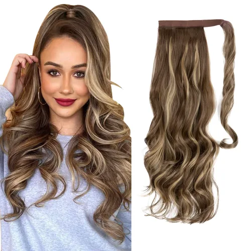 Vista 23 de CJL HAIR 14" Extensión de cola de caballo corta con cabello rizado y ondulado, clip en la cola de caballo, extensión de pelo sintético falso