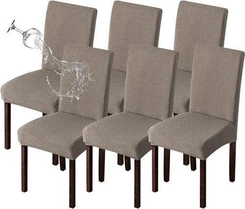 Vista 63 de Genina Fundas impermeables para sillas de comedor, cocina, fundas para sillas de comedor Parson (beige, 2 unidades)