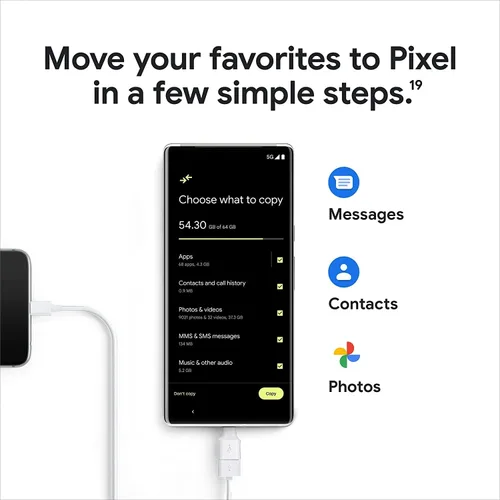 Vista 7 de Google Pixel 6 Pro - Teléfono Android 5G - Smartphone desbloqueado con cámara avanzada Pixel y lente teleobjetivo - 256 GB - Blanco nublado