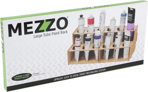 Vista 6 de Mezzo Artist Paint and Brush Rack - Soporte de Escritorio Multicapa de Laminado Veteado de Madera Organizador de Almacenamiento y Exhibición