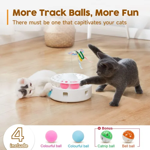 Vista 6 de Potaroma Paquete de 3 bolas de hierba gatera y juguete inteligente 3 en 1 para gatos