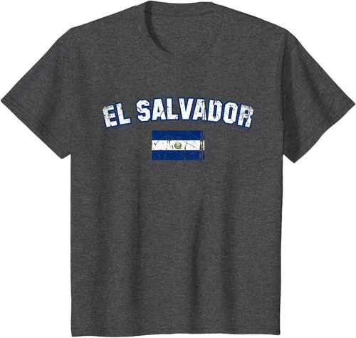 Vista 31 de EL SALVADOR Bandera Vintage Hombres Mujeres Niños Camiseta EL SALVADOR