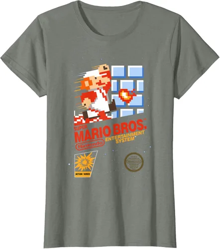 Vista 10 de Super Mario Dashin - Camiseta gráfica de acción, ajuste clásico, cuello redondo, color negro