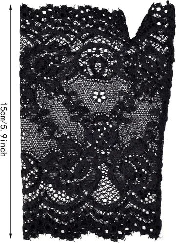 Vista 2 de obmwang 2 pares de guantes de encaje para mujer, guantes florales sin dedos, guantes de graduación para boda, fiesta, accesorios de disfraces