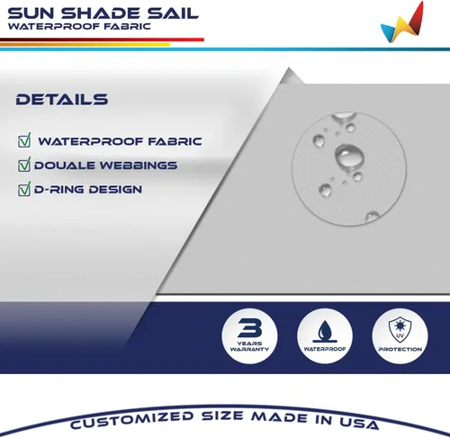 Vista 3 de Windscreen4less - Toldo de terileno impermeable con bloqueador UV, rectangular, 9.17 oz/m², Gris claro
