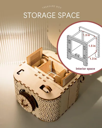 Vista 4 de ROKR Rompecabezas de madera de montaje 3D, kit de manualidades, divertido y creativo, caja de tesoros, rompecabezas de cerebro, kits de construcción