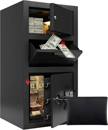 Vista 12 de Caja fuerte de caída de 2.6 pies cúbicos para dinero de negocios con ranura de depósito, combinación digital y mecanismo anti-extracción para hogar